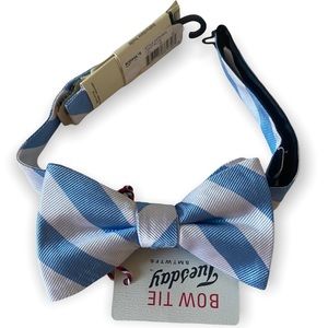 Tuesday Boys Bowtie White Blue Stripe Adjustable Neck Wear